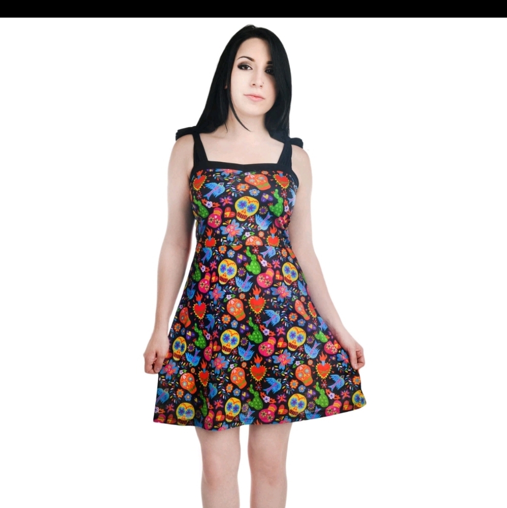 ISO Too Fast Mexican Art Sugar Skull Day Of The Dead Annabel Dress